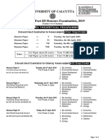 University of Calcutta: Date and Time of Examination For Honours Subjects