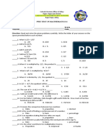 Pre-Test in Mathematics 6