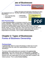 Forms of Business Ownership: Chapter 2: Types of Businesses