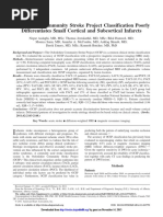 Oxfordshire Community Stroke Project Classification Poorly Differentiates Small Cortical and Subcortical Infarcts