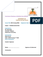 Assignment On Teaching Learning Theories: Course Title Assignment Code Id No