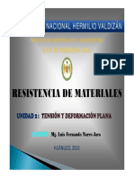 UNIDAD II - Tensión y Deformación Plana - Sesión 5 - Resistencia de Materiales - Grupo 1 - UNHEVAL