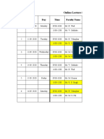 Sr. No. Date Day Time Faculty Name: Online Lecture Schedule