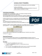 Summary Sheet: Probability: 4 1 P (Total 5) 16 4