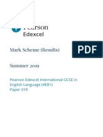 Mark Scheme (Results) Summer 2019: Pearson Edexcel International GCSE in English Language (4EB1) Paper 01R