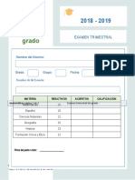 Examen Trimestral Sexto Grado 2018-2019