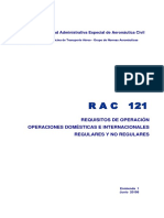 RAC 121 - Requisitos de Operación - Operaciones Domésticas e Internales-Regulares y No Regulares PDF