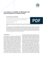 Research Article: The Influence of Emulsifier On Rheological and Sensory Properties of Cosmetic Lotions