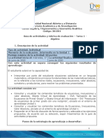 Guia de Actividades y Rúbrica de Evaluación - Tarea 1 - Algebra