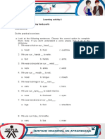 Learning Activity 4 Evidence: Recognizing Body Parts Instructions