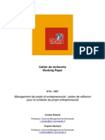 Management de Projet Et Entrepreneuriat Pistes de Réflexion Pour La Conduite Du Projet Entrepreneurial