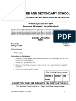 Ngee Ann Sec English P2 Prelim 2006