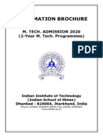 Information Brochure: M. Tech. Admission 2020 (2-Year M. Tech. Programmes)