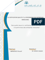 Certification Qualité Et Copetitivité Des Entreprises Marocaines PDF