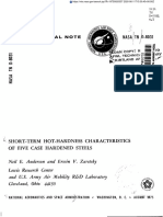 Nasa Technical Note: Short-Term Hot-Hardness Characteristics of Five Case Hardened Steels