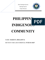 Philippine Indigenous Community: Name: Marzon, Jeraldin R. Section Code and Schedule: Pced-03-401P