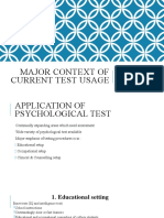 Major Context of Current Test Usage: Educational Testing Occupational Testing Clinical and Counselling Psychology