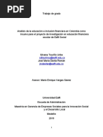 Análisis de La Educación e Inclusión Financiera en Colombia