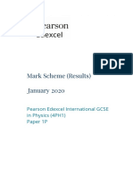 Mark Scheme (Results) January 2020: Pearson Edexcel International GCSE in Physics (4PH1) Paper 1P