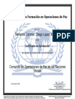 Comando de Operaciones de Paz de Las Naciones Unidas Certificate