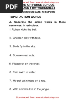 CBSE Class 1 English Worksheets (50) - Action Words PDF