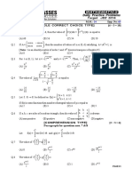 (Single Correct Choice Type) (6 × 3 18) Class:XII Time: Min. M.M.: Dpp. No.