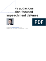 Trump's Audacious, Reelection-Focused Impeachment Defense: Analysis By, CNN Updated 1545 GMT (2345 HKT) November 1, 2019