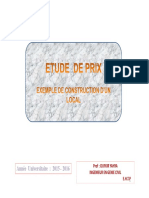 Etude de Prix Exemple de Construction D'un Local