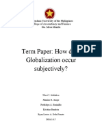 Term Paper: How Does Globalization Occur Subjectively?