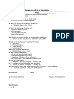 Design & Analysis of Algorithms Quiz