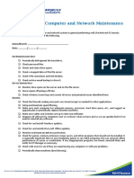 Checklist For Computer and Network Maintenance: Name/Branch: Date