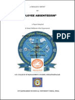 "Employee Absenteeism": A Research Report ON