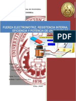 Fuerza Electromotriz, Resistencia Interna, Eficiencia Y Potencia de Un Fuente de Corriente Continua