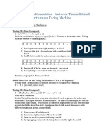 Lecture 3: Algorithms On Turing Machine: CSE 431: Theory of Computation Instructor: Thomas Rothvoß