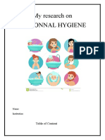 My Research On Personnal Hygiene: Table of Content