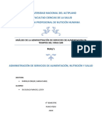 Análisis de La Administración de Servicios Alimentarios y Nutrición