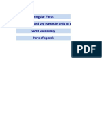 Irregular Verbs, Parts of Spech and Fruit, Vegitable Names