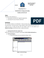 Experiment No. 1 Introduction To Image Processing Toolbox in MATLAB