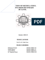 Production of Methyl Ethyl Ketone From Secondary Butanol