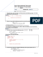 Lebanese International University: CSCI 250 - Introduction To Programming Quiz-2 Student Name: Student ID