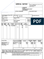 Arrival Notice: Bill of Lading No. BL Vessel/Voyage