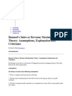 Baumol's Sales or Revenue Maximisation Theory: Assumptions, Explanation and Criticisms