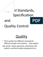 Apparel Standards, Specification and Quality Control