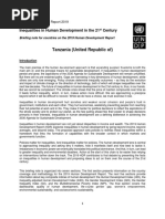 Tanzania (United Republic Of) : Inequalities in Human Development in The 21 Century