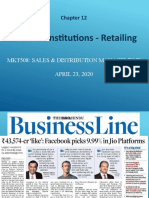 Channel Institutions - Retailing: Mkt508: Sales & Distribution Management APRIL 23, 2020