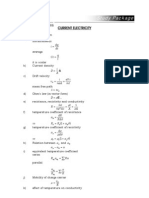 Current Electricity Formula Sheet