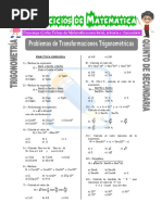 Problemas de Transformaciones Trigonométricas para Quinto de Secundaria