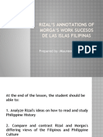 Rizal'S Annotations of Morga'S Work Sucesos de Las Islas Filipinas