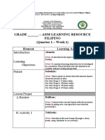 Grade - Adm Learning Resource Filipino (Quarter 1 - Week 1)