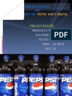 Presentation ON Production Of: Pepsi Soft Drink